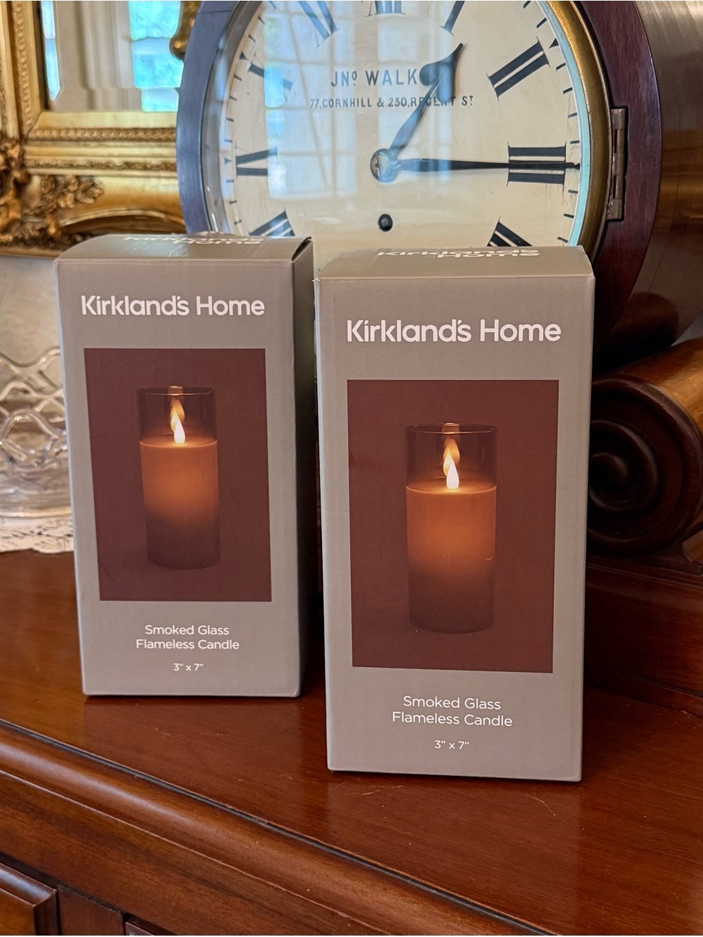 Beautiful Smoked Glass Flameless Candle Set
